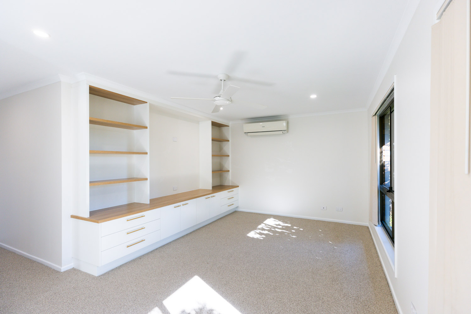 Custom built-in joinery and shelving in new study room, Rochedale South home renovation